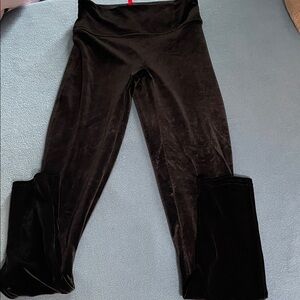 Spanx size S black stretch velvet leggings